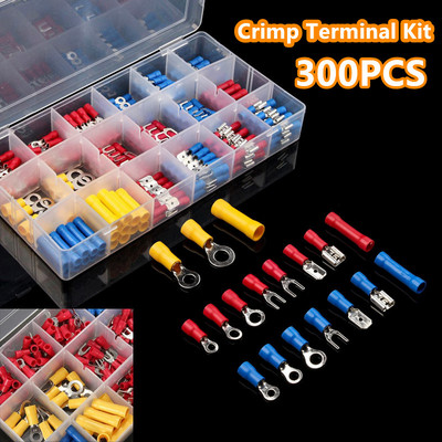 102/122/222/280/300 komada Razni lopatičasti terminali Izolirani kabelski spojni čeoni konektor Električna žica za stezanje prstena Komplet ušica za vilice
