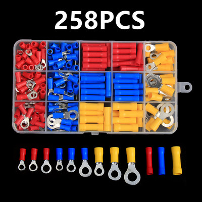 102/122/222/280/300 komada Razni lopatičasti terminali Izolirani kabelski spojni čeoni konektor Električna žica za stezanje prstena Komplet ušica za vilice