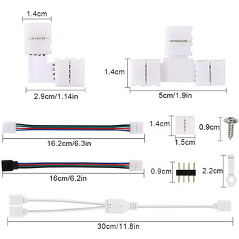 10 mm 4-пинов LED конектор Терминално снаждане LTI Shaped Adapter Комплект аксесоари за RGB LED лента Bar 5050 Съединител за джъмперен кабел