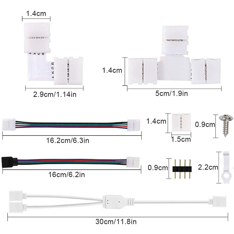 10 mm 4-pinski LED konektor Terminal Splice LTI Shaped Adapter Komplet pribora za RGB LED traku 5050 konektor premosne žice
