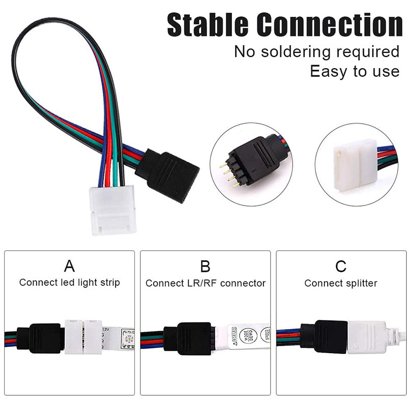 10 mm 4-pinski LED konektor Terminal Splice LTI Shaped Adapter Komplet pribora za RGB LED traku 5050 konektor premosne žice