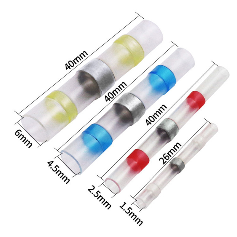 50kom/pakiranje Priključci za lemljene žice Vodootporni termoskupljajući čeoni konektori Priključci električnih žica Izolirani sučeoni spojevi A