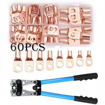 Asortiman od 60 komada Automobilski automobilski bakreni prstenasti terminalni konektor za uvijanje žice Goli kabel Baterijski terminali Zalemljeni konektori HX-50B Kit