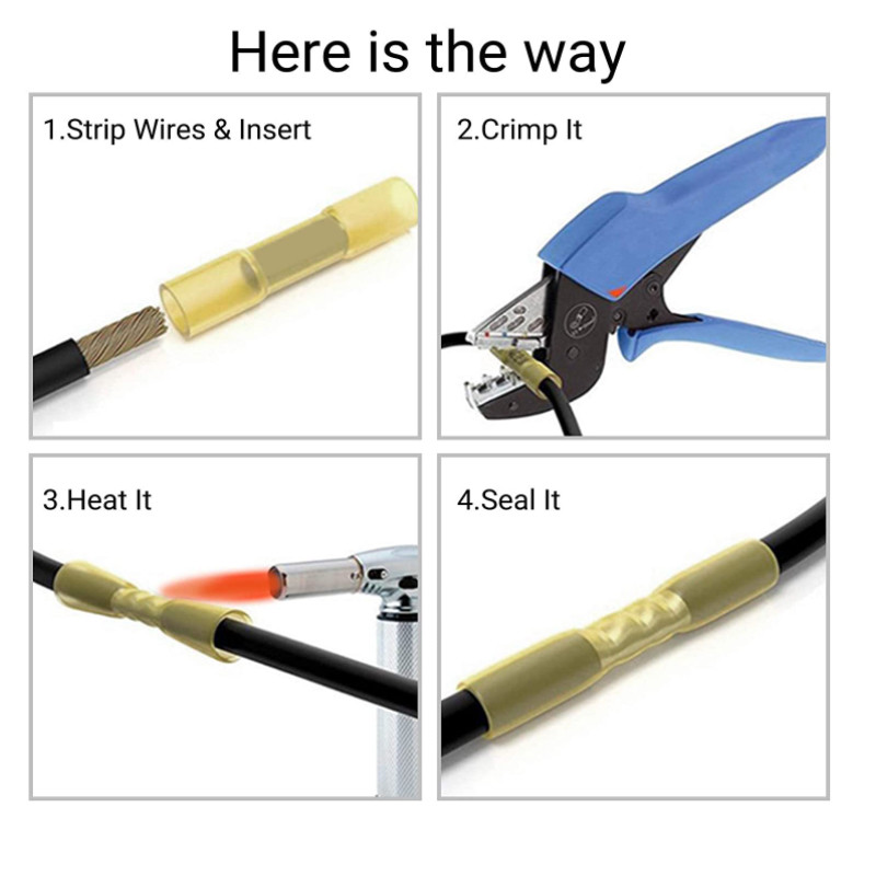 10/20/50PCS Vodootporni termoskupljajući sučeoni konektori Izolirani stezaljke za spajanje električnih žica za spajanje kabela Komplet konektora za stezanje