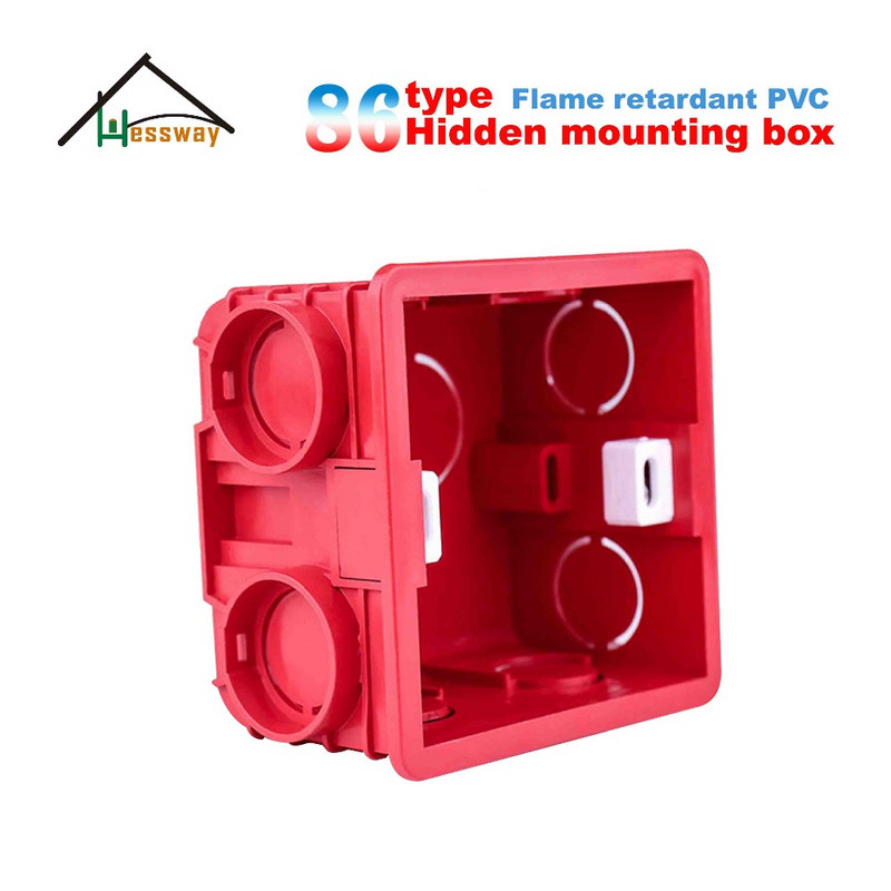 Liesmu slāpējošs PVC plastmasas slepenais atlicinātājs Iekšējā sienas montāžas kaste 86*86mm kasetei