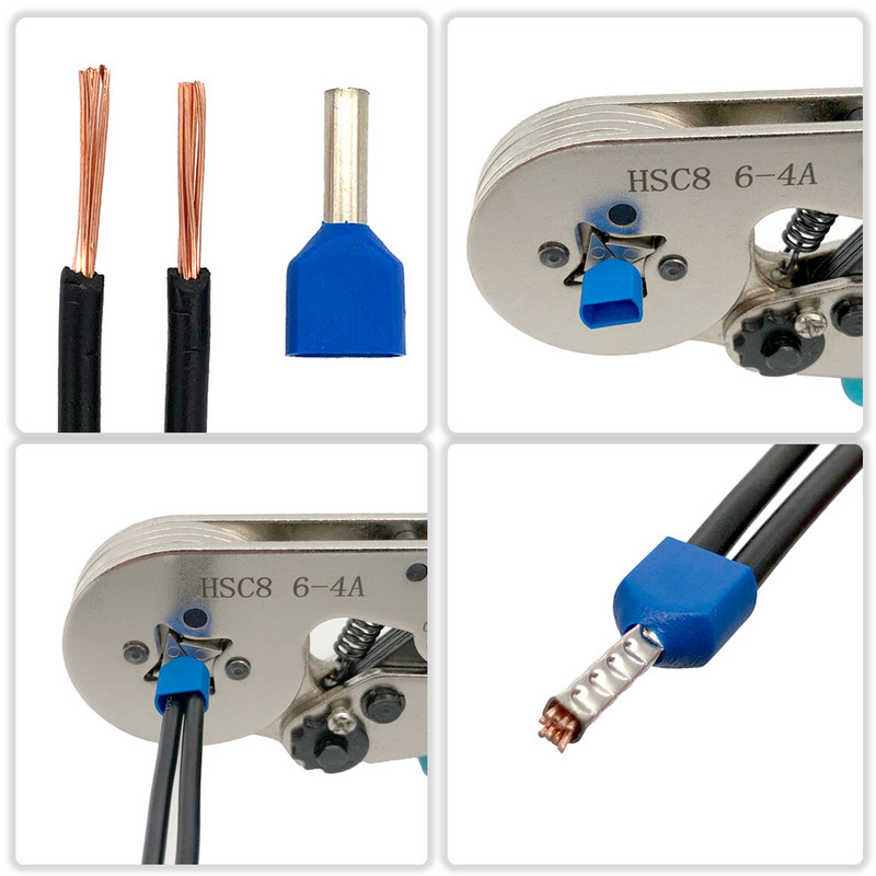 Dvostruki žičani cijevni terminal TE0,5-6,0 mm 250/320/900 kom Kutijasta ferula izolirana stezaljkom za stezanje Komplet konektora