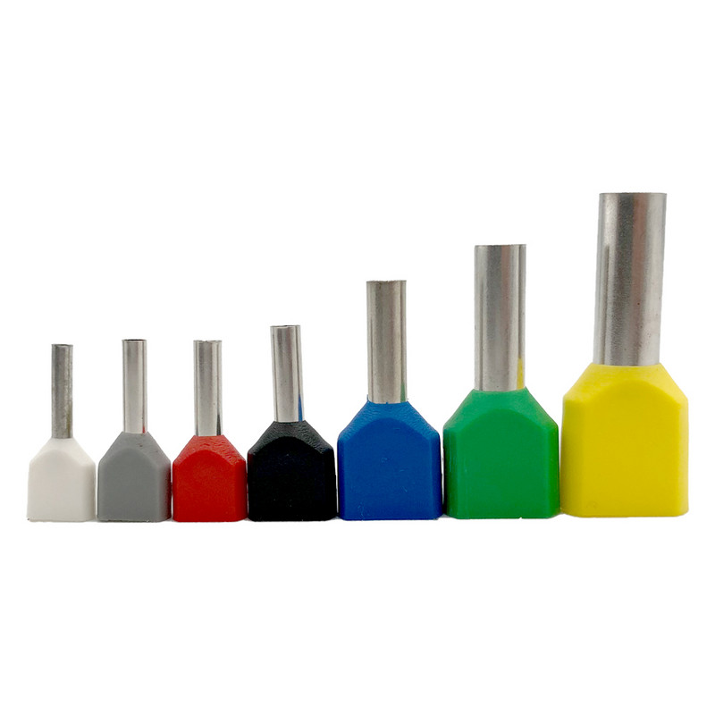 Dvostruki žičani cijevni terminal TE0,5-6,0 mm 250/320/900 kom Kutijasta ferula izolirana stezaljkom za stezanje Komplet konektora