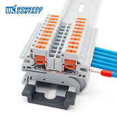 10Pcs PTV 2.5 Страничен вход Push-in Съединител за проводник Електрическа клема 2,5 mm² Кабелно окабеляване Клемен блок за DIN шина PTV2.5