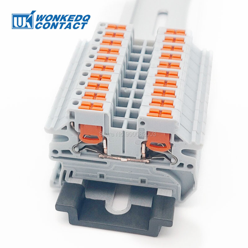 10Pcs PTV 2.5 Страничен вход Push-in Съединител за проводник Електрическа клема 2,5 mm² Кабелно окабеляване Клемен блок за DIN шина PTV2.5