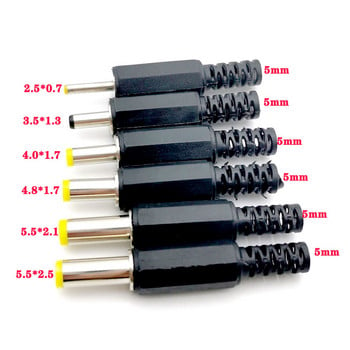 5PCS 2.5*0.7 3.5*1.3mm 4.0*1.7mm 4.8*1.7mm 5.5*2.1mm 5.5mm X 2.5mm мъжки жак DC захранващ щепсел Жак Адаптер Адаптер Конектор