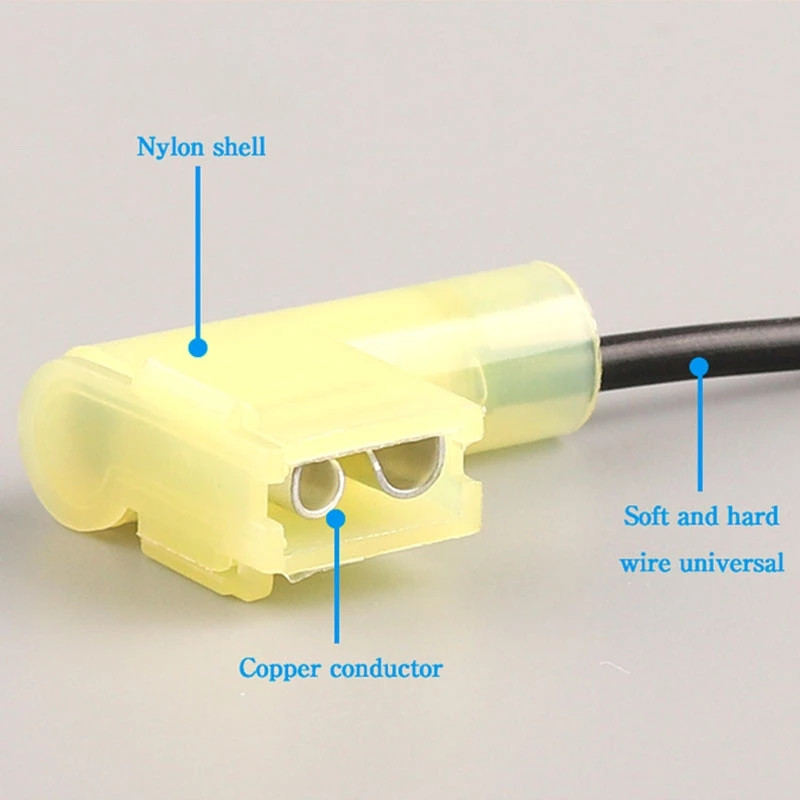 Izolēta neilona karodziņa 6,3 mm sieviešu karodziņa lāpstas stieples savienotāja saspiešanas spaile Ātrā stieples savienotāja gala slēdzis