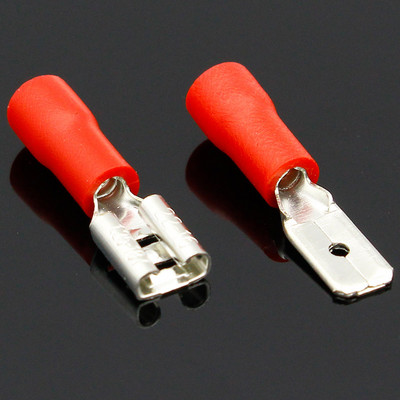 100 gab. (50 pāri) 4,8 mm elektrisko un vadu savienotāju izolēts, saspiests spailes lāpsts