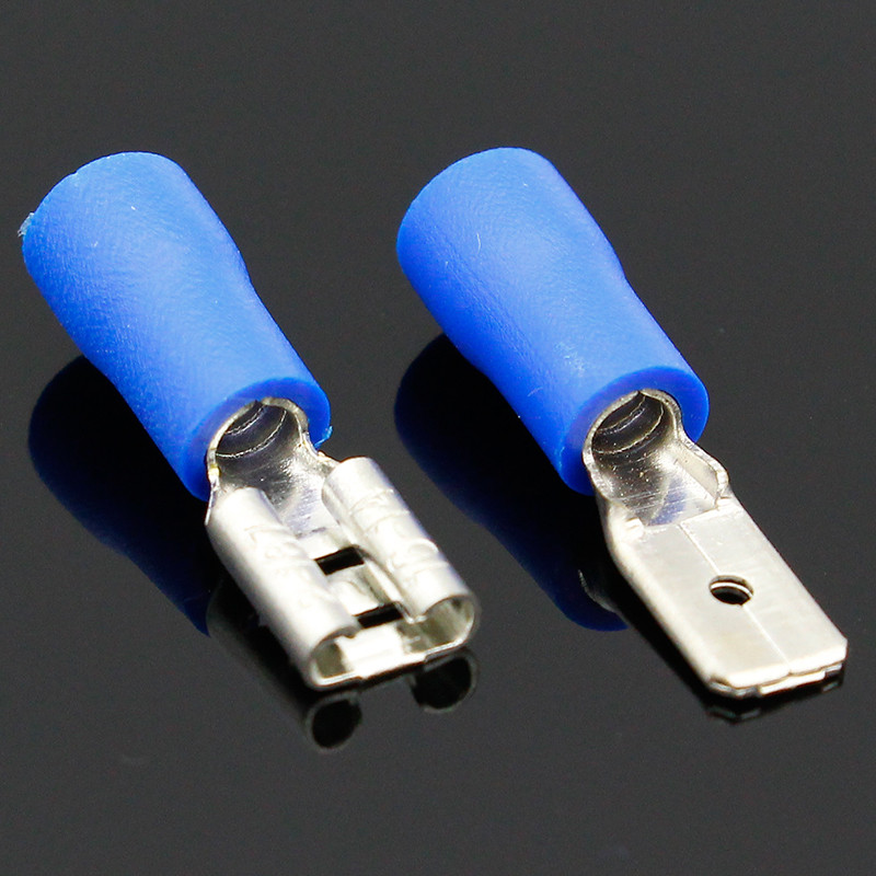 100 gab. (50 pāri) 4,8 mm elektrisko un vadu savienotāju izolēts, saspiests spailes lāpsts