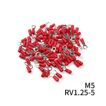 RV1.25 Ring Insulated Wire Connector 100Pcs Red 12-10 AWG Electrical Cable Crimp Terminlas Suit for 0,25-1,65mm2 Kit