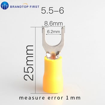 50PCS SV5.5-4 SV5.5-5 SV5.5-6 Терминален кабел Конектор за проводник Изолиран съединител за кримпване на вилица