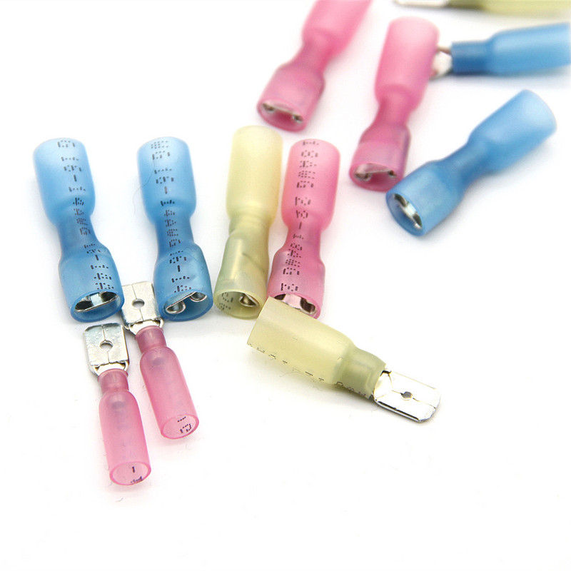 20/50/100PCS Muški Ženski Termoskupljajući Spade Crimp Terminal Vodootporni izolirani stražnji priključak električne žice Komplet terminala kabela