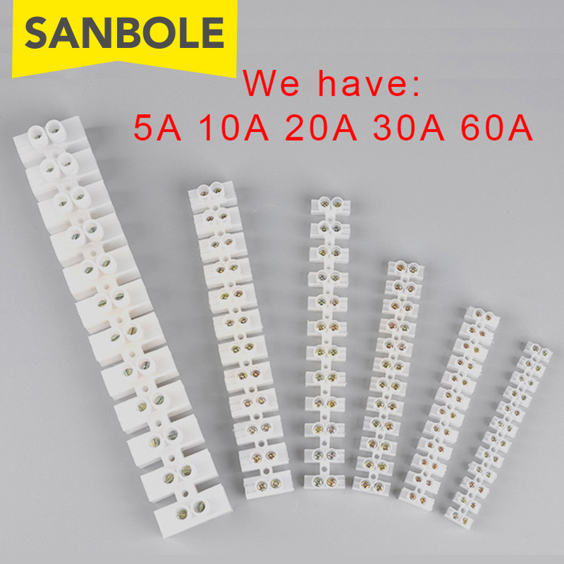 12P клемни блокове Найлон 5/10/20/30A Пластмасов конектор за проводник с фиксирани винтове Монтажно окабеляване X3-1012