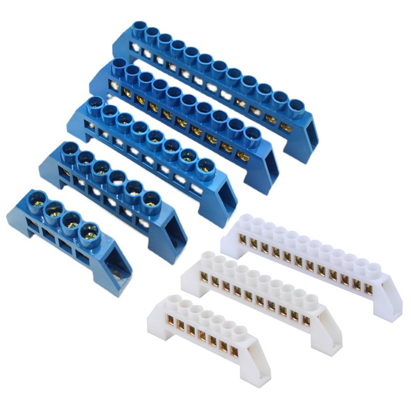 Синьо Бяло Зелено Нулева линия 4Pin 6Pin 8Pin 10PiN 12PiN Месингов винт Заземителен мост Клемен блок Конектор Заземяване и неутрала