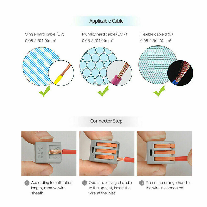 5-100Pcs PCT212-PCT218 SPL-2 SPL-3 Клемни блокове с пружинен лост 0,08-4 mm Мини жични кабелни конектори Разклонител за резба на проводник