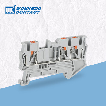 50Pcs PT2.5-TW PT 2.5-TW Push-In Twin 3-αγωγός τροφοδοσίας-Through Strip Wire Electrical Connector Din Rail Terminal Block PT 2.5TW