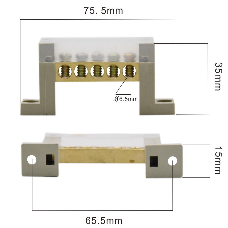 1PC Клемен блок Ред за свързване 5 7 10 Дупки Заземяване Медна шина Разпределителна кутия Винтове Конектор тип висок мост
