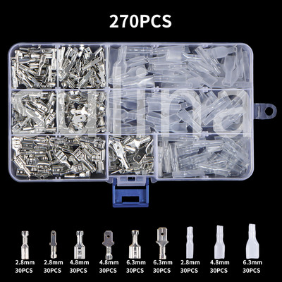 150/210/270KOM Izolirani muški ženski konektor za žicu 2,8/4,8/6,3 mm stezaljke za stezanje električne žice Spajasti konektori Razni komplet