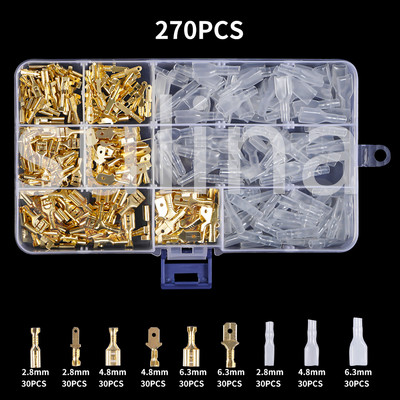 150/210/270KOM Izolirani muški ženski konektor za žicu 2,8/4,8/6,3 mm stezaljke za stezanje električne žice Spajasti konektori Razni komplet