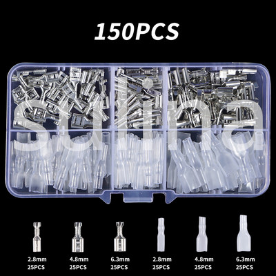 150/210/270KOM Izolirani muški ženski konektor za žicu 2,8/4,8/6,3 mm stezaljke za stezanje električne žice Spajasti konektori Razni komplet