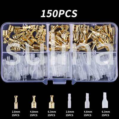 150/210/270KOM Izolirani muški ženski konektor za žicu 2,8/4,8/6,3 mm stezaljke za stezanje električne žice Spajasti konektori Razni komplet