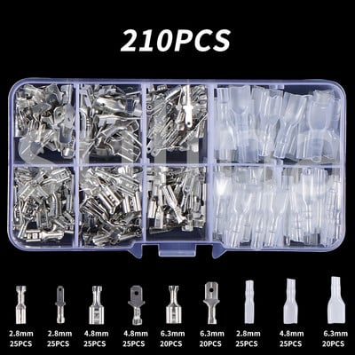 150/210/270KOM Izolirani muški ženski konektor za žicu 2,8/4,8/6,3 mm stezaljke za stezanje električne žice Spajasti konektori Razni komplet