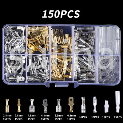 150/210/270KOM Izolirani muški ženski konektor za žicu 2,8/4,8/6,3 mm stezaljke za stezanje električne žice Spajasti konektori Razni komplet