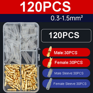 120/200 komada Kutija 1 do 2 3,5 mm mjedeni terminal konektora s mecima, muški i ženski s poklopcem, priključak, električna žica za automobil