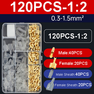 120/200 komada Kutija 1 do 2 3,5 mm mjedeni terminal konektora s mecima, muški i ženski s poklopcem, priključak, električna žica za automobil