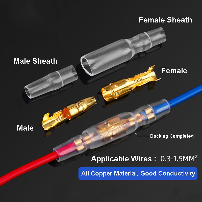 120/200 komada Kutija 1 do 2 3,5 mm mjedeni terminal konektora s mecima, muški i ženski s poklopcem, priključak, električna žica za automobil