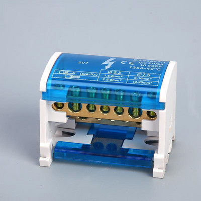 1PC 207 211 215 Termināla bloks Din Rail sadales kārba 407 411 415 160A Plastmasas ūdensnecaurlaidīga sadales kārba