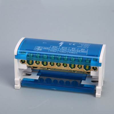 1PC 207 211 215 Termināla bloks Din Rail sadales kārba 407 411 415 160A Plastmasas ūdensnecaurlaidīga sadales kārba