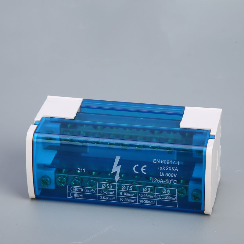 1PC 207 211 215 Termināla bloks Din Rail sadales kārba 407 411 415 160A Plastmasas ūdensnecaurlaidīga sadales kārba