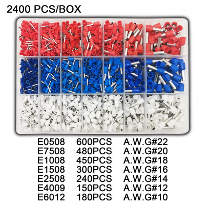 Cjevasti terminal Različiti stilovi Komplet kompleta za presovanje električnih cijevi s ferulom zapakirane u kutije Konektor izolirane žice