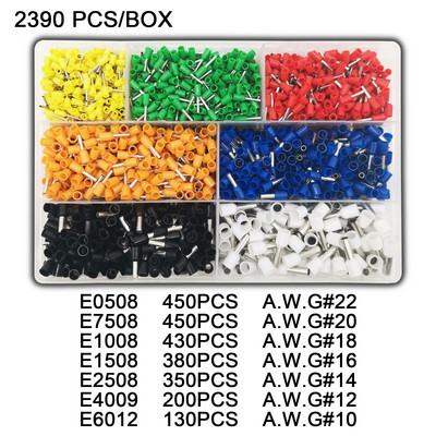 Cjevasti terminal Različiti stilovi Komplet kompleta za presovanje električnih cijevi s ferulom zapakirane u kutije Konektor izolirane žice