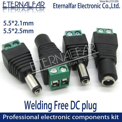 5,5 mm x 2,1 mm 2,5 mm Θηλυκό αρσενικό βύσμα σύνδεσης DC 5050 3528 5060 Μονόχρωμη ταινία LED και πιρούνι συντονισμού CCTV