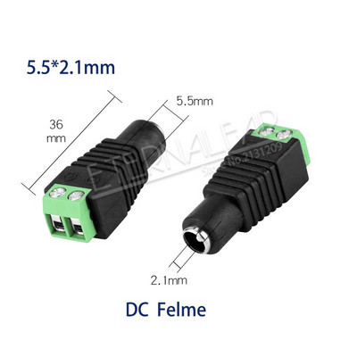 5,5 mm x 2,1 mm 2,5 mm sieviešu kārtas līdzstrāvas savienotāja barošanas spraudņa adapteris 5050 3528 5060 vienkrāsains LED sloksne un videonovērošanas dakša