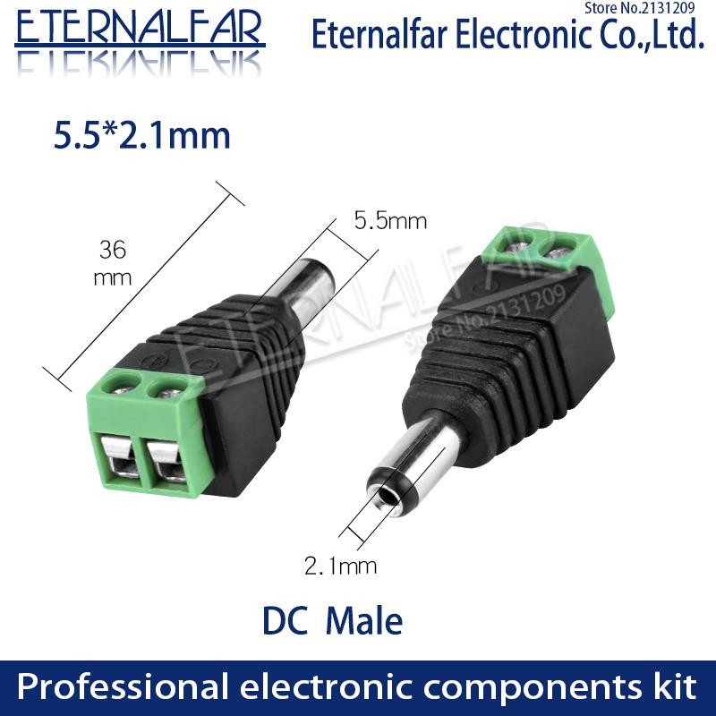 5,5 mm x 2,1 mm 2,5 mm sieviešu kārtas līdzstrāvas savienotāja barošanas spraudņa adapteris 5050 3528 5060 vienkrāsains LED sloksne un videonovērošanas dakša
