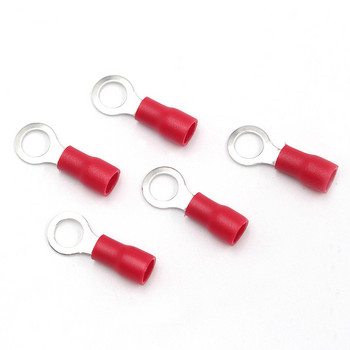100PCS/Συσκευασία RV1.25-5 Κόκκινο μονωμένο δακτύλιο πτύχωσης Τερματικό ηλεκτρικό καλώδιο Εύρος καλωδίων 0,5-1,5 mm2