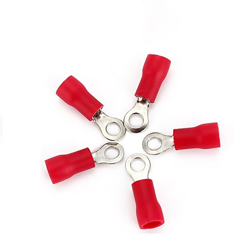 100PCS/Pakiranje RV1.25-5 Crveni izolirani stezaljki za stezanje električnih kabela Raspon žica 0,5-1,5 mm2