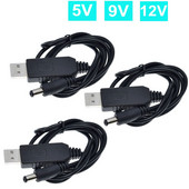 USB jaudas palielināšanas līnija līdzstrāva 5v līdz 9v / 12v Step Up moduļa USB pārveidotāja adaptera kabelis 2,1x5,5 mm spraudnis arduino WIFI