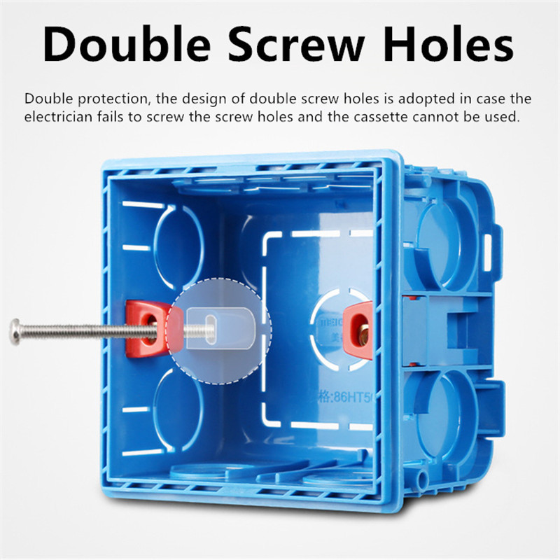 Atlectric montāžas kārbas kasešu slēdža ligzda Sadales kārba Slēpta slēpta iekšējā montāžas kārba, tips 86 Balta sarkana zila kaste