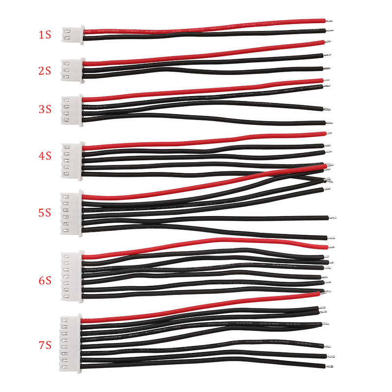 5Pcs 22AWG Silikon 1S 2S 3S 4S 5S 6S 7S RC Lipo Battery Balancer Punjač Utikač Žica Konektor 2.54mm Pitch JST-XH Balancer Kabel