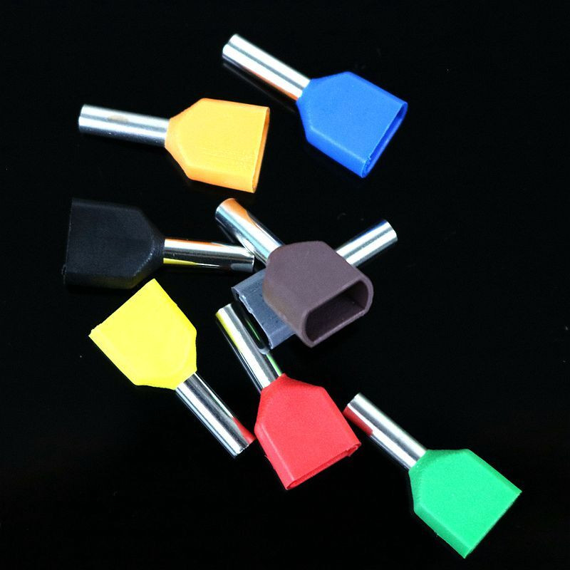 100PCS TE7512 žičane čahure s dvostrukim krajevima kabela Bakreni izolirani spojni terminal za 2 X 0,75 mm2