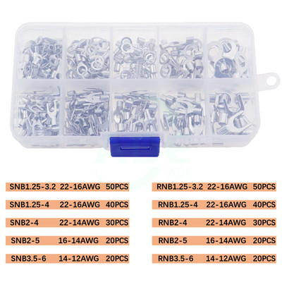 320 gab. kastītē, saspiests terminālis + knaibles, auksti presēts terminālis, U formas O formas, vadu savienotājs 0,5-4 mm kvadrātveida spailes Eletrico