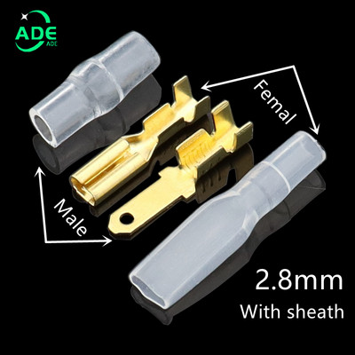 100 gab. 2.8mm 4.8mm 6.3mm kontaktdakšas atsperes vīrišķā lāpsta aukstās gofrēšanas spailes automašīnas skaļruņa elektrisko vadu savienotāju komplekts